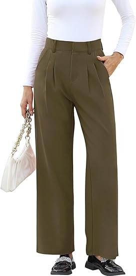 High Waisted Work Pants for Women Business Casual Outfits 2025 Office Dress Pants Trousers with Pockets