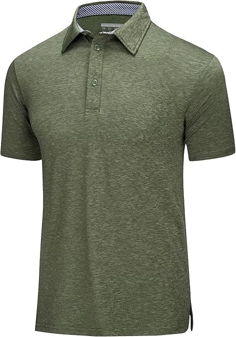 Men's Short Sleeve Polo Golf Shirts 3-Button Moisture Wicking Athletic T-Shirts Casual Collared Shirt